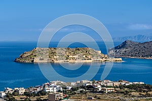 The island of Spinalonga is located in the Gulf of Elounda in north-eastern Crete