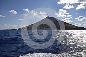 Island Stromboli and sea, Italy