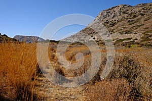 Island of Syros in greece, panorama of cliff close to Varvarous