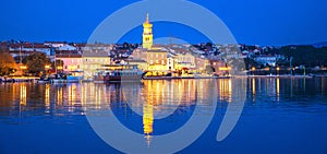 Island town of Krk evening waterfront view