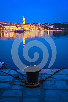 Island town of Krk evening waterfront view