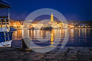 Island town of Krk evening waterfront view