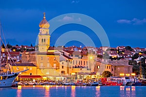 Island town of Krk evening waterfront view