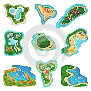 Island vector islet or peninsula with beach and ocean sea illustration set of paradise isles or peninsular tropical photo