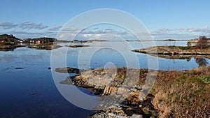 Island view  from Storlauvoya on the Atlantic road in More og Romsdal in Norway