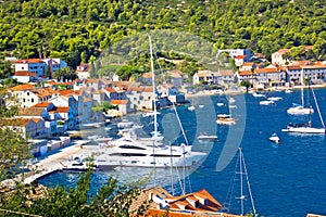 Island of Vis yachting bay aerial view