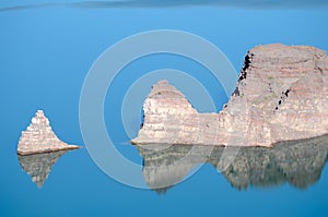 Island in the Waters of the Atuel Canyon in Valle Grand, Argentina photo