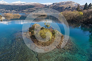 Islands in Lake Wakatipu off Queenstown, New Zealand