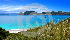 Islas Cies islands beach turquoise near Vigo Galicia photo