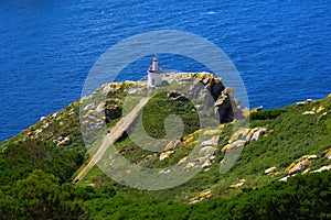 Islas Cies islands lighthouse Faro da Porta in Vigo