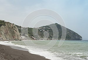 Isle of Capri view from Ischia, beach fumaroles.