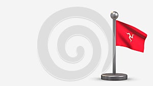 Isle Of Man 3D waving flag illustration on tiny flagpole.