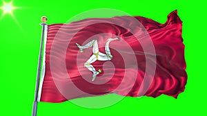 Isle of Mann flag seamless looping 3D rendering video. Beautiful textile cloth fabric loop waving