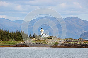 Isle Ornsay Lighthouse With Eilean Sionnach Lighthouse Cottage, Isle Of Skye.