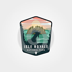 Isle royale national park vector patch logo design, united states national park emblem design photo