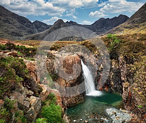 Isle of Skye - Fairy pool waterfall in Scotland, UK