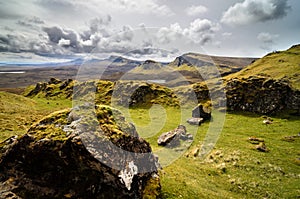 Isle of skye, Quiraing mountain, Scotland scenic landscape