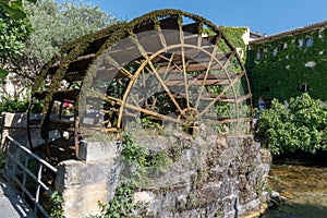 Isle sur la sorgue medieval Water Wheels in L`Isle-sur-la-Sorgue Provence France