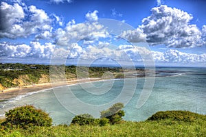 Isle of Wight coastal view Whitecliff Bay near Bembridge east of the island in vivid and bright HDR