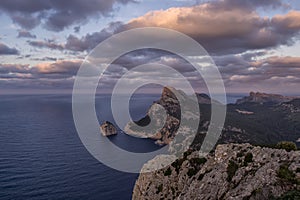 The islet of Es Colomer very close to the Formentor lighthouse on the island of Mallorca