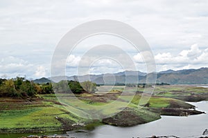 Islets or small islands form within the lake when water recede during long summer