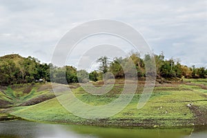 Islets or small islands form within the lake when water recede during long summer