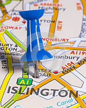 Islington on a UK Map