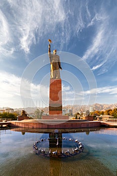 Ismail Somoni statue in Khujand, Tajikistan