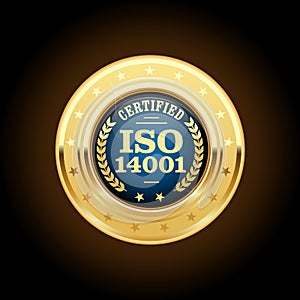 ISO 14001 certified medal - quality standard insignia