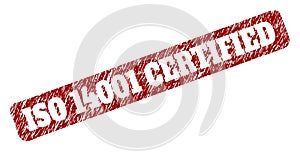 ISO 14001 CERTIFIED Red Rounded Rough Rectangular Stamp with Corroded Surfaces