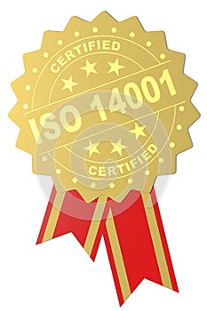 ISO 14001 certified word on golden seal