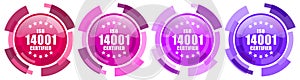 Iso 14001 colorful icons collection, round glossy icon set isolated on white, modern design web buttons