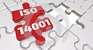 ISO 14001. The inscription on the missing element of the puzzle