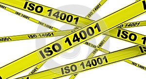 ISO 14001. Yellow warning tapes