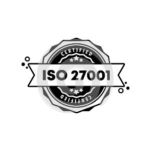 ISO 27001 stamp. Vector. ISO 27001 badge icon. Certified badge logo. Stamp Template. Label, Sticker, Icons. Vector EPS 10.