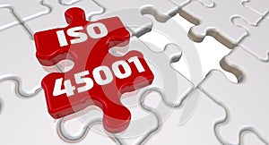 ISO 45001. The inscription on the missing element of the puzzle