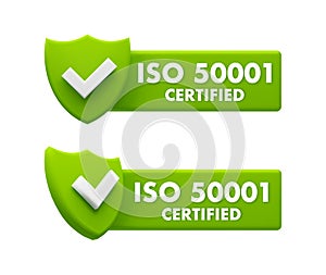 ISO 50001 Certified Badges - Energy Management Systems and Efficiency Standards Icons