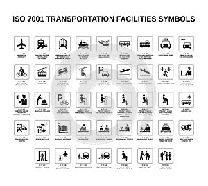 Iso 7001 transportation facilities symbols
