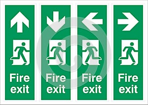ISO 7010 graphical symbols for Fire Exit routes portrait