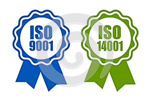 Iso 9001 and 14001 standard certified icon