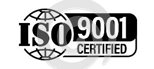 ISO 9001 certified stamp vector icon