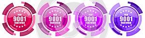 Iso 9001 colorful icons collection, round glossy icon set isolated on white, modern design web buttons