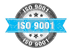 iso 9001 round stamp with ribbon. label sign