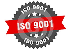 iso 9001 sign. iso 9001 round isolated ribbon label.