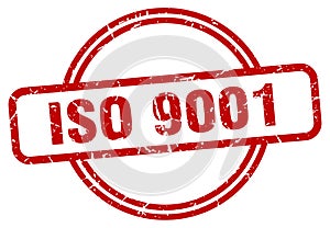 iso 9001 stamp. iso 9001 round vintage grunge label.