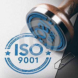 ISO 9001 Certification, Quality Management. Rubber Stamp photo