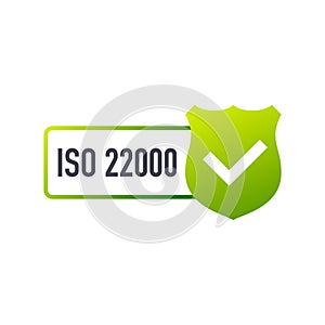 ISO 22000 Certified badge, icon. Certification stamp. Flat design. Vector illustration.