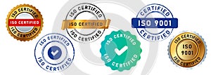 iso certified circle stamp label seal emblem badge sign for guarantee confirmation accredited standard quality