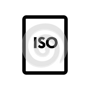 ISO file icon line isolated on white background. Black flat thin icon on modern outline style. Linear symbol and editable stroke.