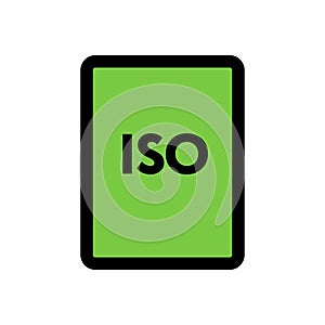 ISO file icon line isolated on white background. Black flat thin icon on modern outline style. Linear symbol and editable stroke.